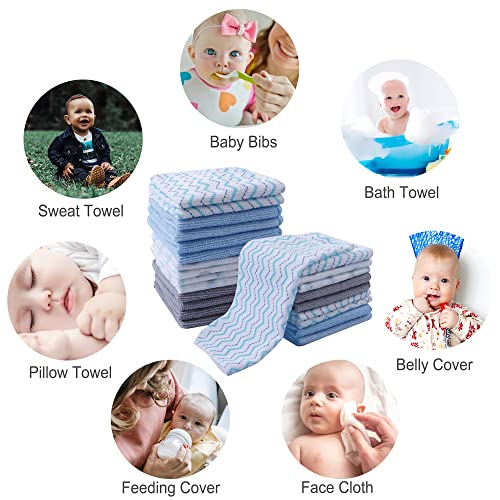 softan Baby Washcloths, 24Pack Baby Wash Cloths Extra Soft & Ultra Absorbent, Baby Towels and Washcloths Face Towels for Unisex Boys Girls Body, Washclothes Gentle on Sensitive Skin, 9x9 Blu Elephant - color: Blue Elephant