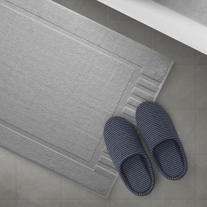White Classic Luxury Bath Mat Floor Towel Set - Absorbent Cotton Hotel Spa Shower/Bathtub Mats [Not a Bathroom Rug] 22"x34" | 2 Pack | Light Grey - color: 02: Light Grey