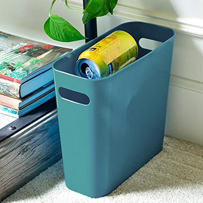 Youngever 1.5 Gallon Slim Trash Can, Plastic Garbage Container Bin, Small Trash Bin with Handles for Home Office, Living Room, Study Room, Kitchen, Bathroom (1 Pack Teal) - color: Teal