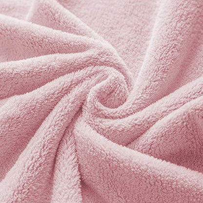 Xinrjojo 1 Bath Towel 2 Washcloths and 1 Hand Towel, 4 Piece Microfiber Quick Dry Super Soft Plush Highly Absorbent Towels Set - Pink - color: Pink