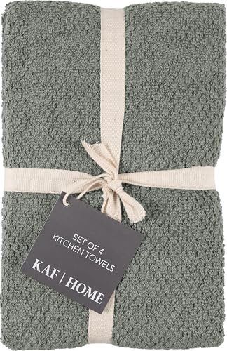 KAF Home Set of 4 Deluxe Popcorn Terry Kitchen Towels | 20 x 30 Inches | 100% Cotton Kitchen Dish Towels (Agave Geen) - color: Agave Geen