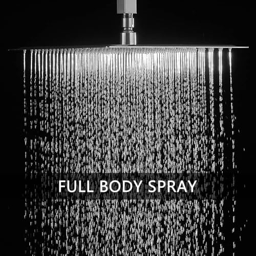 Brushed Nickel Shower System Bathroom 16 Inch Rain Shower Head Ceiling Mount with Handheld Luxury High Pressure Shower Combo Set Shower Faucet Rough-in Valve Body and Trim Kit - color: Brushed Nickel, size: 16 Inch