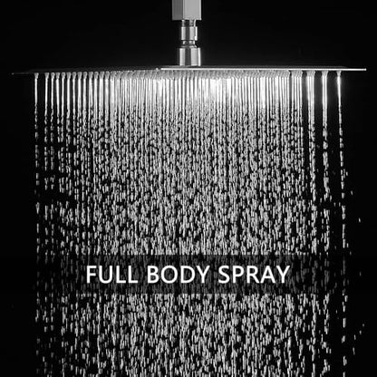 Brushed Nickel Shower System Bathroom 16 Inch Rain Shower Head Ceiling Mount with Handheld Luxury High Pressure Shower Combo Set Shower Faucet Rough-in Valve Body and Trim Kit - color: Brushed Nickel, size: 16 Inch