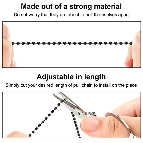 WILLBOND 100 Pcs 6 Inch Shower Curtain Hook Extenders, Chain Design, Black | Ring Hooks Long Bulk for Shower Rods and Curtains,for Raising Curtain Height in Bathrooms