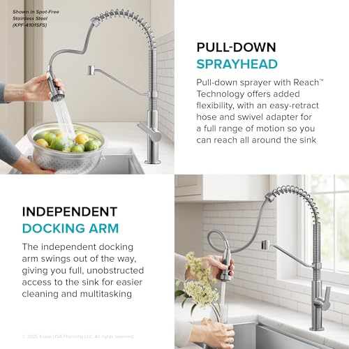 KRAUS Oletto Commercial Style 2-Function Single Handle Pull Down Kitchen Faucet in Matte Black, KPF-2643MB - color: Matte Black, style: Commercial Style Faucet