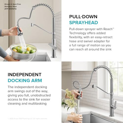 KRAUS Oletto Commercial Style 2-Function Single Handle Pull Down Kitchen Faucet in Matte Black, KPF-2643MB - color: Matte Black, style: Commercial Style Faucet