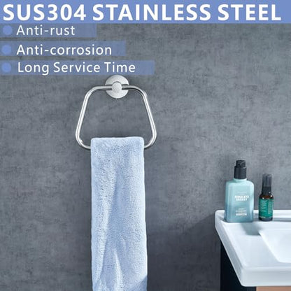 Bath Towel Ring, Bathroom Hardware Towel Holder, Chrome Towel Ring for Bathroom, Modern Trapezoid Wall Mounted Towel Hanger, 304 Stainless Steel (Chrome) - color: Chrome