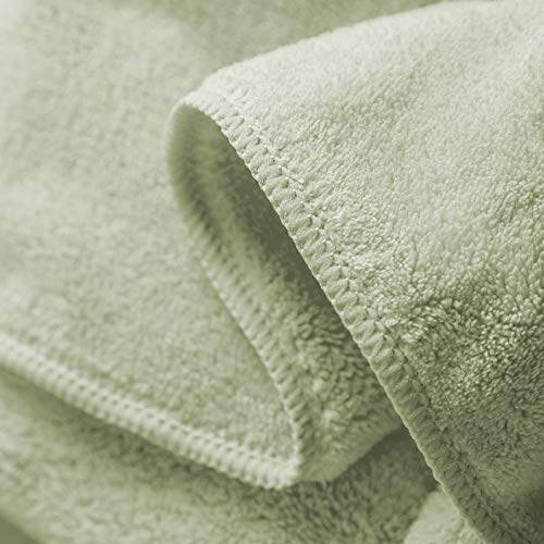 Xinrjojo 4 Piece Microfiber Quick Dry Towel Sets,Super Soft Plush Highly Absorbent No Fading Towels Bathroom Set, 1 Bath Towel 1 Hand Towel and 2 Washcloths –Light Green - color: Light Green