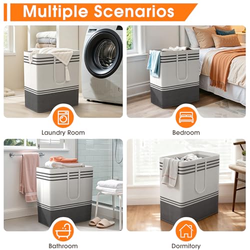 4 Pack Large Laundry Baskets, Laundry Hampers, Freestanding Waterproof Collapsible Clothes Bag with Extended & Reinforced Handles - Clothes Basket for Dorm, Bathroom, Home (100L) - size: 4 x 100L