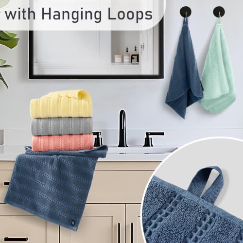 VOOVA & MOVAS Hand Towels 4PC,13"x30", 100% Cotton,with Loop,Yellow | Waffle Weave Fabric, Soft Lightweight & Absorbing, Quick Dry & Non-fading, Unshrinkable - color: Yellow