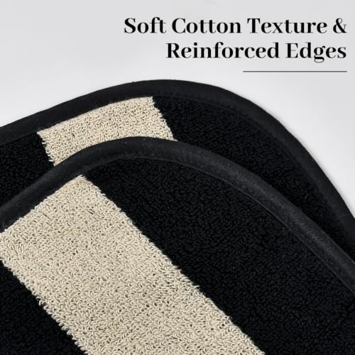 Jacquotha Black Striped Towels Set for Bathroom, 8 Piece Cotton Towels | Soft Quick Dry Towel Set with 2 Bath, 2 Hand, 4 Washcloths, Bathroom Decor & Versatile