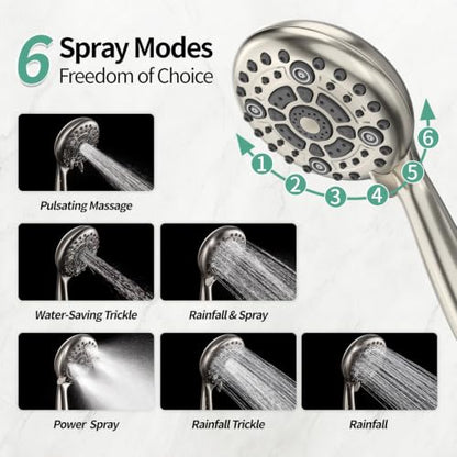 SR SUN RISE Shower System: 10 Inch Rainfall Shower Head with Handheld Combo Set - Slide Bar Bathroom Shower Faucet Set Wall Mounted (Valve and Trim Kit Included) - Brushed Nickel - color: Brushed Nickel