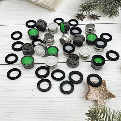 Faucet Aerator with Gasket Flow Restrictor Insert Bathroom Faucet Aerator Replacement Parts 10 pcs Stainless Steel and 10 pcs Green - color: Green