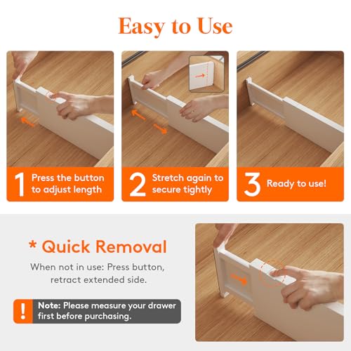 Lifewit 5" Tall Upgrade Drawer Dividers, Adjustable Deep Drawer Organizer | 13.5"-22" Expandable White Drawer Separator for Clothes, Dresser/Kitchen/Closet/Bedroom/Office Organization & Storage, 5 Pack - size: 5"H, 13.5-22"L