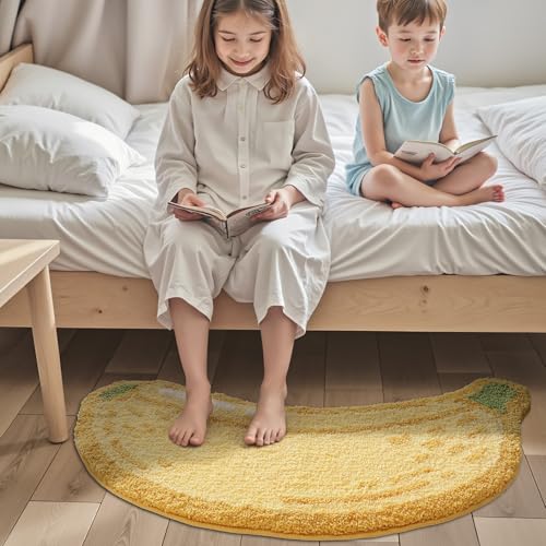 LUMI Cute Bathroom Rug, Absorbent Non Slip Bath Mat, 24"x51", Banana | Soft Plush Microfiber Runner Rug, Quick Dry, Washable Fruit Bath Mats for Shower Floor, Sink Bathtub, Bedroom, Kids Room - color: Fruit-banana-large