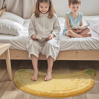 LUMI Cute Bathroom Rug, Absorbent Non Slip Bath Mat, 24"x51", Banana | Soft Plush Microfiber Runner Rug, Quick Dry, Washable Fruit Bath Mats for Shower Floor, Sink Bathtub, Bedroom, Kids Room - color: Fruit-banana-large