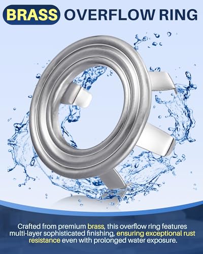Sink Overflow Ring Brushed Nickel: 2 Pack Solid Brass Bathroom Sink Overflow Trim Cover, Hole Insert Caps Replacement for Bathroom Kitchen Vanity Basin - color: Brushed Nickel