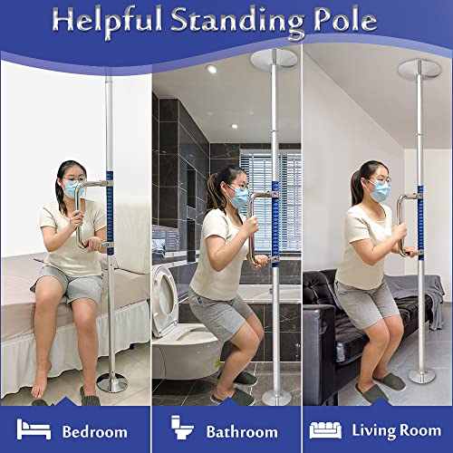 Transfer Pole Security Grab Bar Floor to Ceiling Bed Pole for Elderly Disabled Standing Aids Toilet Safety Rails Heavy Duty Handle Handicap Medical Freestanding Pole Adjustable Transfer Support Bar