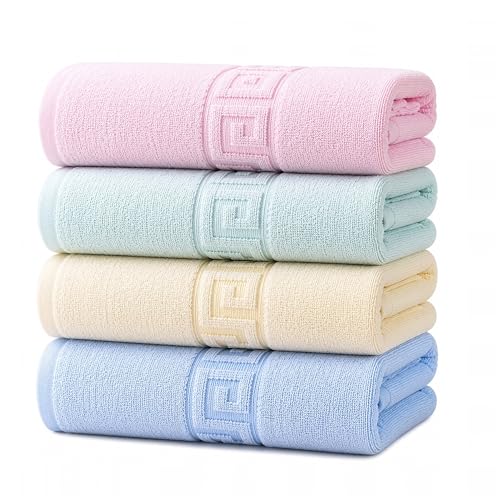 100% Cotton Bath Towels,4 Pack,30" x 60" Inches, Light Weight, Soft, Super Absorbent and Fast Drying, No Fading Multipurpose Use for Sports, Swimming, Travel, Fitness, Yoga, Multicolor. - color: Multicolor