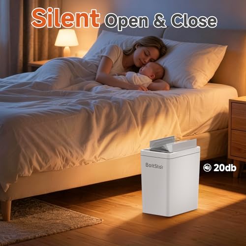 Solar Automatic Trash Can: 4 Gallon Motion Sensor Garbage Can, No Charging Required, Slim Smart Touchless Trash Bin with Lid for Bedroom, Living Room, Bathroom, Office, RV, White - size: 4 gallons