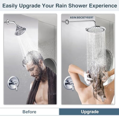 BRIGHT SHOWERS Rain Shower Head, 9 Inch High Pressure Waterfall Showerhead with Adjustable Angle and Anti-clogging Silicone Nozzles, Luxury Bathroom Overhead Shower, Chrome - color: Chrome