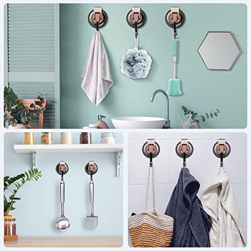 Heavy Duty Vacuum Suction Cup Hooks (2Pack) for Shower,Glass Window,Kitchen&Bathroom&Restroom Organization,Red Bronze - color: Red Bronze