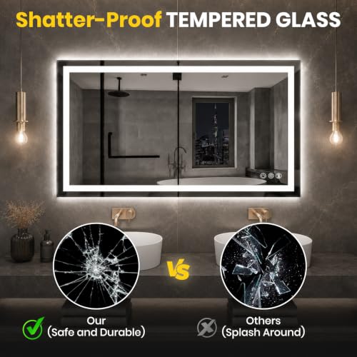 ROOMTEC 24"x32" LED Bathroom Mirror with Lights, Backlit+Frontlit | Anti-Fog, Dimmable, Memory Function, Bathroom Vanity Mirror for Wall, Shatterproof Tempered Glass (Horizontal/Vertical) - size: 24"L x 32"W