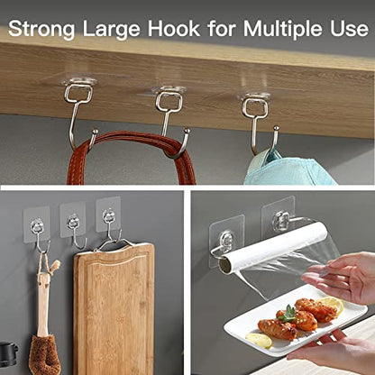 Large Hooks for Hanging Heavy-Duty 44Ib(Max) 10 Packs, Wall Hangers without Nails Self-Adhesive Traceless Clear and Removable, Waterproof and Rustproof Multiple Uses for Bathroom Kitchen Home - size: 10 Large Hooks