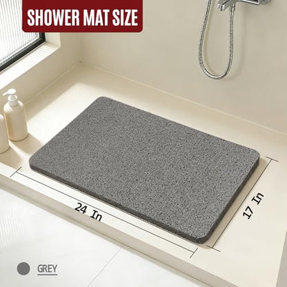 17 * 24in Shower Mat Bathtub Mat Non Slip | Bathmats Non Slip, Quick Drying Foot Scrubber Loofah Mats for Inside Shower, Tub, Bathroom, Home, Grey - color: Grey, size: 24" x 17" (Rectangular)