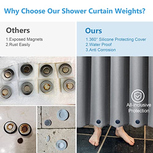 VANZAVANZU 3 Pairs Shower Curtain Weights, Silicone Wrapped Magnets, Heavy Duty Magnets Prevent Curtain Liner from Blowing, Rust-Free, Navy Blue - color: Dark Blue, size: 1.2"W x 1.2"L (Pack of 3)