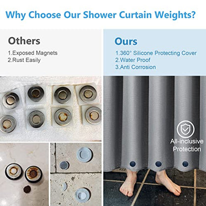 VANZAVANZU 3 Pairs Shower Curtain Weights, Silicone Wrapped Magnets, Heavy Duty Magnets Prevent Curtain Liner from Blowing, Rust-Free, Navy Blue - color: Dark Blue, size: 1.2"W x 1.2"L (Pack of 3)