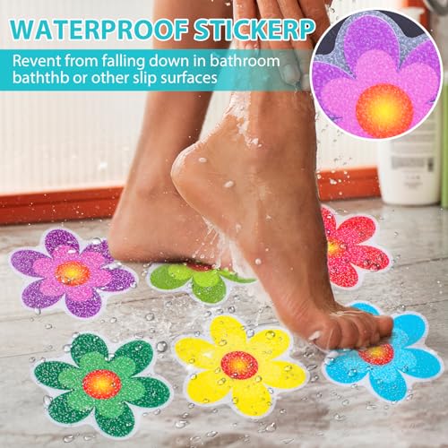Amabro Colorful Sunflower Anti Slip Bathtub Strips, 10PCS Adhesive Shower Sticker for Bathtub Non-Slip Strip Stickers Anti Skid Tape Flooring Safety Tape Mat with Scraper for Bath Shower | Cute Sunflower Non-Slip Bathtub Strips Self-Adhesive Anti Skid Sho