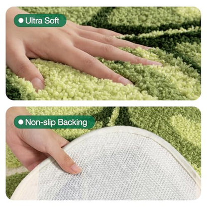 LUMI Cute Bathroom Rug Green Leaf, Absorbent Non Slip Bath Mat, 24"x48" | Palm Leaf Plant, Soft Plush Microfiber, Quick Dry, Washable for Shower Floor, Bathroom, Sink Bathtub, Bedroom, Kids Room - color: Ample Palm Leaf-large