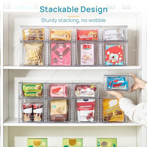 Vtopmart Clear Stackable Storage Drawers, 4 Pack Kitchen Cabinet Set | Medium and Small Pull-Out PET Drawers with Stackable Design for Kitchen Cabinets, Pantry, Under Sink, Medicine - style: 2 Medium+2 Small