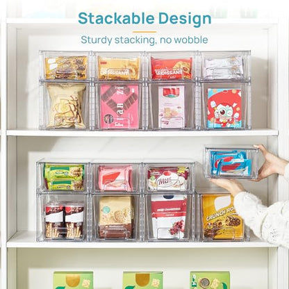Vtopmart Clear Stackable Storage Drawers, 4 Pack Kitchen Cabinet Set | Medium and Small Pull-Out PET Drawers with Stackable Design for Kitchen Cabinets, Pantry, Under Sink, Medicine - style: 2 Medium+2 Small