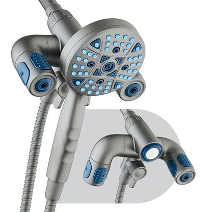 AquaCare Polaris 208-mode High Pressure Shower Head Combo with Hydro Arms | Luxury 3-way 14-zone System with 370 Stay-clean Power Jets, Handheld Magnetic Docking & 6 ft. Stainless Steel Hose / Graphite - color: Graphite