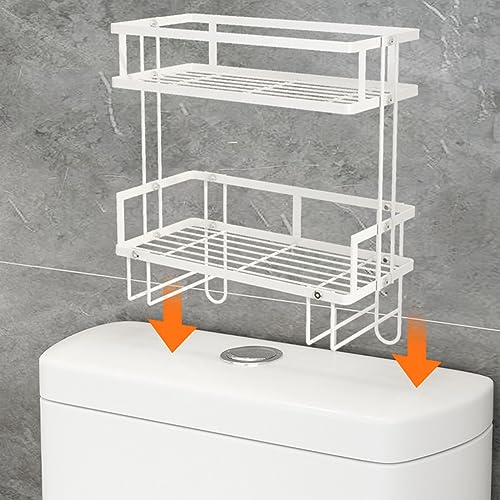 Over Toilet Storage Shelf, 2-Tier Over-The-Toilet Storage No Drilling Space Saver, Multifunctional Toilet Rack Over The Toilet Ladder Shelf,Black - color: Black