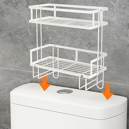 Over Toilet Storage Shelf, 2-Tier Over-The-Toilet Storage No Drilling Space Saver, Multifunctional Toilet Rack Over The Toilet Ladder Shelf,Black - color: Black