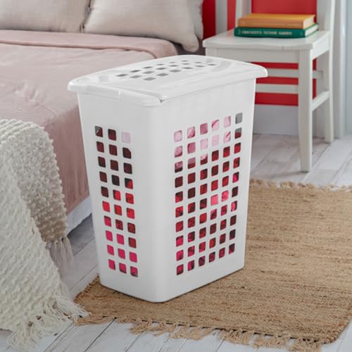 Sterilite LiftTop Laundry Hamper with Lid for Home and Bathroom, 16-Pack | Stackable Plastic Storage Baskets and Containers for Organizing Clothes, Fabrics, Bedding, and Linen - size: 16 Pack