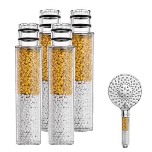 SR SUN RISE Shower Filter for Handheld Shower Head, NSF Certified 4 Pack Replacement Filters for Hard Water Remove Chlorine and Harmful Substances Only Fits SR SUN RISE Shower Head - style: NSF-4 Filter