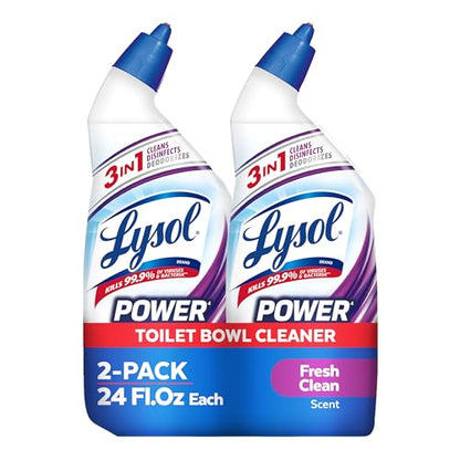 Lysol Toilet Bowl Cleaner Clinging Gel, Power + Odor, 24 oz, 2 Pack | 3-in-1 Odor Fighting, Disinfecting, Septic Safe, Bleach Free, Removes Toilet Rings & Hard Water Stains, Bathroom Cleaner - size: 24 Fl Oz (Pack of 2)