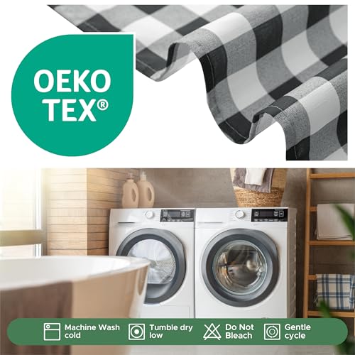Biscaynebay Textured Fabric Shower Curtains 72" X 72", Black & White Printed Checkered Linen Modern Farmhouse Boho Hotel Quality Cloth Bathroom Curtains Machine Washable - color: Black White, size: 72"W x 72"L (Pack of 1)
