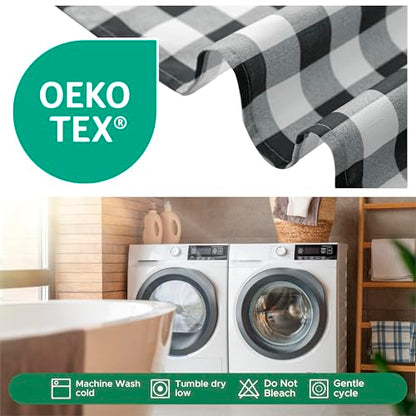 Biscaynebay Textured Fabric Shower Curtains 36" x 72", Black & White Printed Checkered Linen Modern Farmhouse Boho Hotel Quality Cloth Bathroom Curtains Machine Washable - color: Black White, size: 36"W x 72"L (Pack of 1)