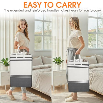 3 Pack Large Laundry Baskets, Laundry Hampers, Freestanding Waterproof Collapsible Clothes Bag with Extended & Reinforced Handles - Clothes Basket for Dorm, Bathroom, Home (75L) - size: 3 x 75L