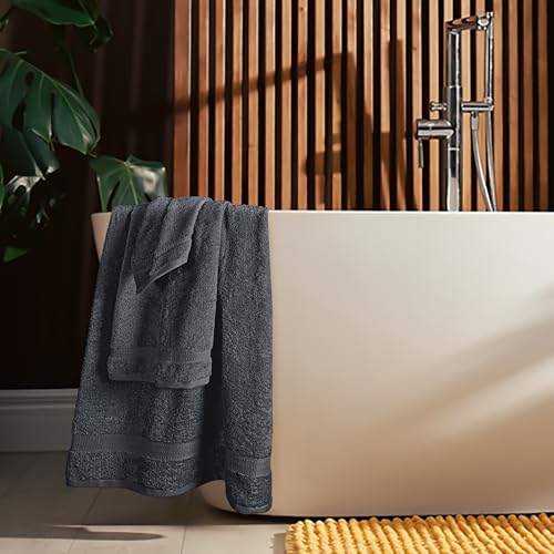 MyOwn 6 Piece Towel Set, 100% Combed Cotton - 2 Bath Towels, 2 Hand Towels, 2 Wash Cloths - 500 GSM Luxury Hotel Quality Ultra Soft Highly Absorbent Towel Set for Bathroom - Charcoal Grey - color: Charcoal Grey