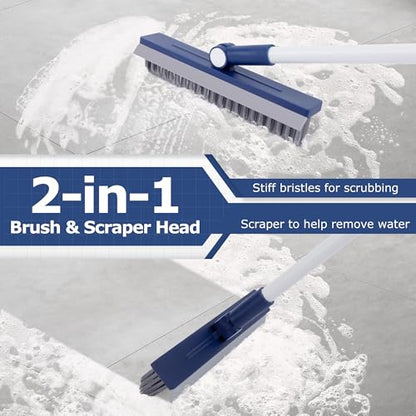 IVYROLL Grout Brush with Long Handle, Grout Cleaner Brush for Tile Floors | Stiff Bristles for Crevice, Tile Line, Shower, Kitchen, Bathroom - color: Blue