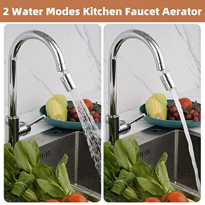 Hibbent NSF/ANSI/CAN 61 Certified Faucet Aerator, CUPC Certification 360 Degree Kitchen Sink Faucet Aerator, Dual-function Swivel Big Angle Kitchen Faucet Attachment, Faucet Replacement Part, Chrome - color: Chrome, style: Dual Modes