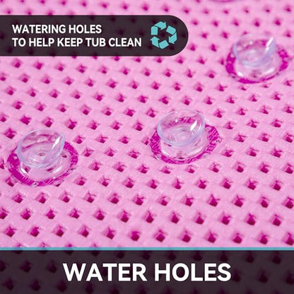 Bathtub Mat Non Slip 36” X 17” Pink Shower Mat Soft Foam Bath Mats for Bathroom Tub, Bathtub Mat with Drain Holes, Suction Cups, Shower Mat Non Slip - color: Pink