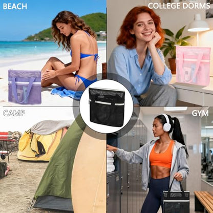 GYEUKHAM Portable Mesh Shower Caddy with 2 Zipper Pockets & Dual Handles, Quick-Drying Hanging Shower Tote for College Dorm, Gym, Travel & Camping, Pink - color: Small-Pink-1 Pack