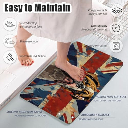 Bathroom Runner Mat Rugs Long,English Bulldog British Flag Creative Diatomite Stone Bath Mat Large Absorbent Diatomaceous Non Slip Fast Dry Bathroom Rugs 16x42in - color: Design05
